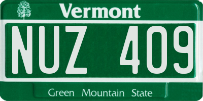 VT license plate NUZ409