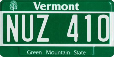 VT license plate NUZ410