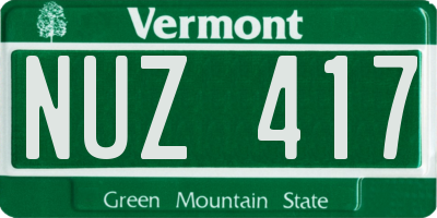 VT license plate NUZ417