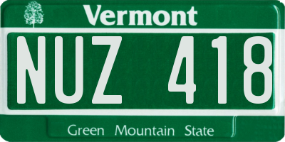 VT license plate NUZ418