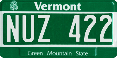 VT license plate NUZ422