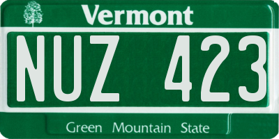VT license plate NUZ423