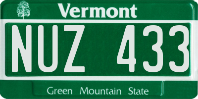 VT license plate NUZ433
