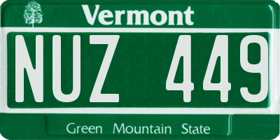 VT license plate NUZ449