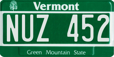 VT license plate NUZ452