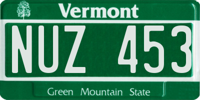 VT license plate NUZ453