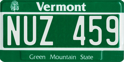 VT license plate NUZ459