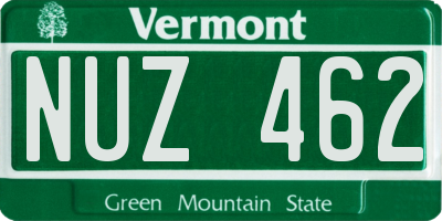 VT license plate NUZ462