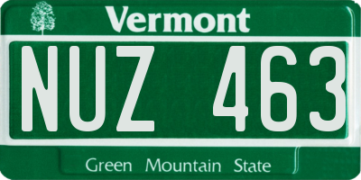 VT license plate NUZ463