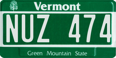 VT license plate NUZ474