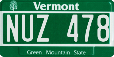 VT license plate NUZ478