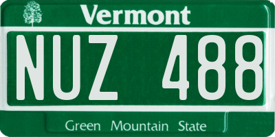 VT license plate NUZ488