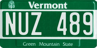 VT license plate NUZ489