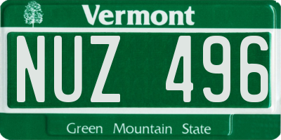 VT license plate NUZ496