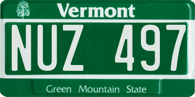 VT license plate NUZ497