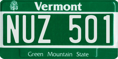 VT license plate NUZ501