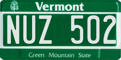 VT license plate NUZ502