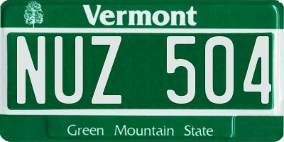 VT license plate NUZ504