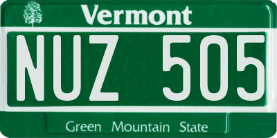 VT license plate NUZ505
