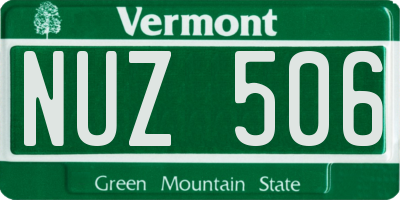 VT license plate NUZ506