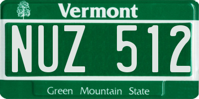 VT license plate NUZ512