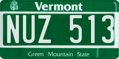VT license plate NUZ513