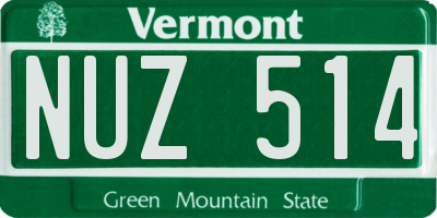 VT license plate NUZ514