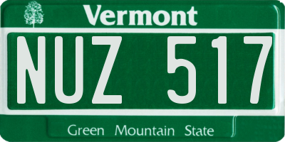 VT license plate NUZ517