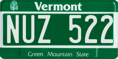 VT license plate NUZ522