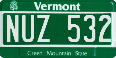 VT license plate NUZ532