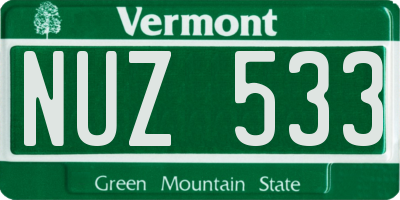 VT license plate NUZ533