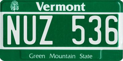 VT license plate NUZ536
