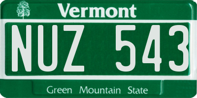 VT license plate NUZ543