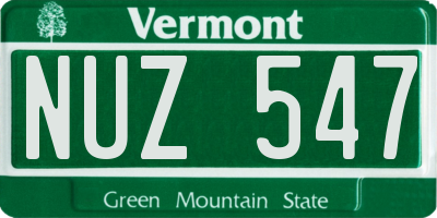 VT license plate NUZ547