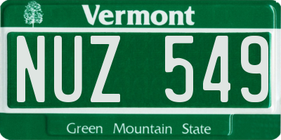 VT license plate NUZ549