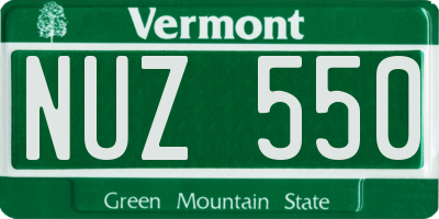 VT license plate NUZ550