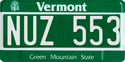 VT license plate NUZ553