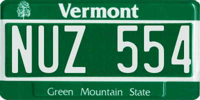 VT license plate NUZ554