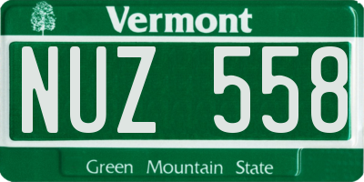 VT license plate NUZ558