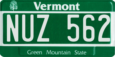 VT license plate NUZ562