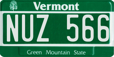 VT license plate NUZ566