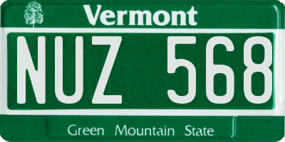 VT license plate NUZ568