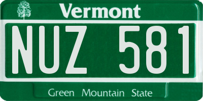 VT license plate NUZ581