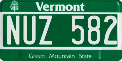 VT license plate NUZ582