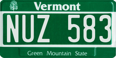 VT license plate NUZ583