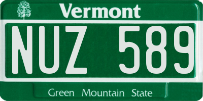 VT license plate NUZ589