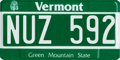 VT license plate NUZ592