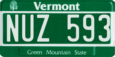 VT license plate NUZ593