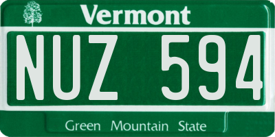 VT license plate NUZ594