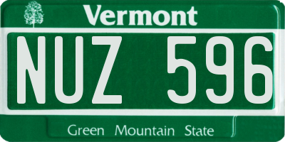 VT license plate NUZ596
